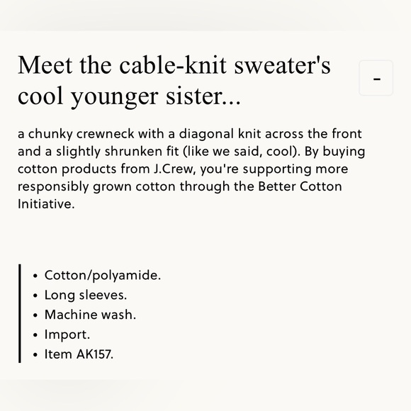 NWT JCrew diagonal cableknit crewneck sweater - Picture 3 of 6